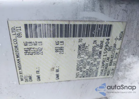 2012 Nissan Altima 2.5 S z USA, uszkodzony, nr VIN 1N4AL2AP9CC159904